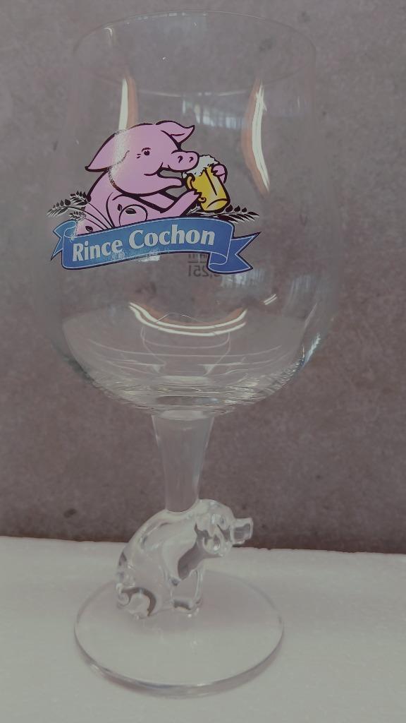 Mooi RINCE COCHON staand glas met het varken in de voet, Verzamelen, Biermerken, Nieuw, Glas of Glazen, Overige merken, Ophalen of Verzenden
