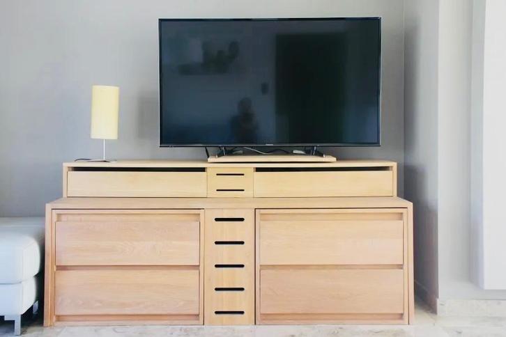 Modulair tv meubel blanke eik, Huis en Inrichting, Kasten |Televisiemeubels, Zo goed als nieuw, Minder dan 100 cm, 150 tot 200 cm