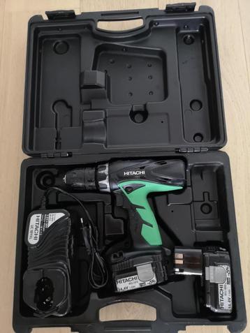 Hitachi Klop- boormachine DV14DCL2, 2 batterijen en lader, Enlèvement ou Envoi, Comme neuf, Foreuse et Perceuse, Vitesse variable