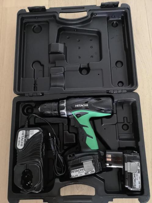 Hitachi Klop- boormachine DV14DCL2, 2 batterijen en lader, Doe-het-zelf en Bouw, Gereedschap | Boormachines, Zo goed als nieuw