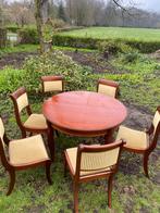 Verlengbare ronde tafel met 6 mooie stoelen, Antiek en Kunst, Ophalen
