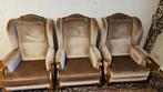 3 zetels bekleed met velours + 1 voetenbank, Ophalen, Gebruikt, Eenpersoons, Hout