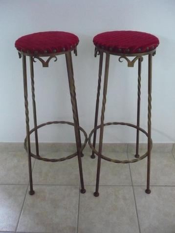 2 knappe vintage krukken / barkrukken, Huis en Inrichting, Ophalen, Gebruikt, 60 tot 90 cm, Metaal