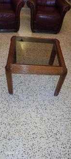 Table de salon en bois avec vitre fumée, Comme neuf, 50 à 100 cm, 50 à 100 cm, Moins de 50 cm