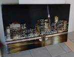NIGHTLIGHTS NY moderne wanddecoratie(120x80cm)kunststof&hout, Comme neuf, Peinture, Enlèvement