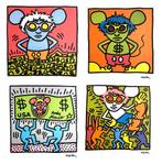 Unieke set (4 Litho+certificaten) Keith Haring “Andy Mouse”, Ophalen of Verzenden