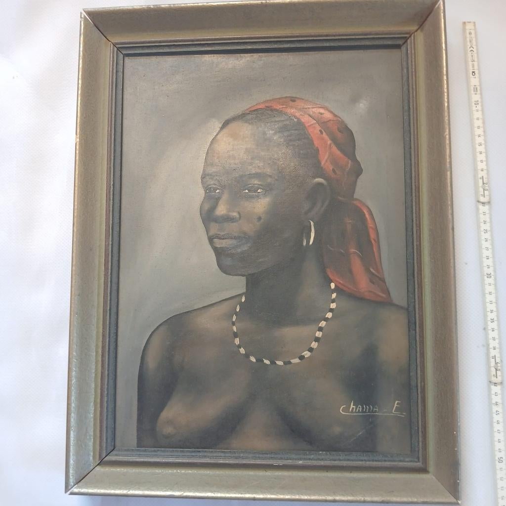 Tableaux portraits homme, femme Africains., Divers, Tableaux noirs, Enlèvement, Utilisé, Tableau noir