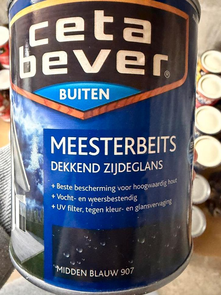 Cetabever dekkende beits midden blauw 0,75liter, Auto diversen, Onderhoudsmiddelen, Ophalen of Verzenden