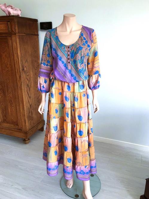 Moda Ibiza - betoverende bohemian Maxi-jurk - 70% zijde, Kleding | Dames, Jurken, Zo goed als nieuw, Maat 38/40 (M), Overige kleuren