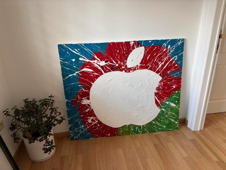 Prachtig Apple schilderij op doek ( 100x120), Maison & Meubles, Accessoires pour la Maison | Miroirs, Comme neuf, Enlèvement