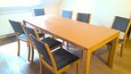 Eettafel met 8 stoelen, beukenhout, Huis en Inrichting, Complete eetkamers, Ophalen, Zo goed als nieuw, Moderne, 6 tot 8 stoelen