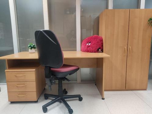 Bureau + kast + bureaustoel (of apart), Huis en Inrichting, Bureaus, Gebruikt, Bureau, Ophalen of Verzenden