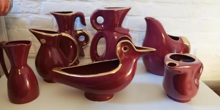 Boch frères - Ernest d'hossche - 7 vazen (bordeauxrood), Antiek en Kunst, Antiek | Vazen, Ophalen