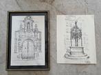 2x tekening Antwerpen, Antiek en Kunst, Ophalen of Verzenden