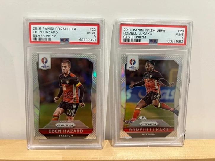 panini 2016 - Eden Hazard + Romelu lukaku - psa 9, Verzamelen, Sportartikelen en Voetbal, Nieuw, Spelerskaart, Verzenden