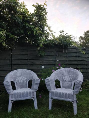 Deux chaises de jardin en rotin blanc, Enlèvement, Utilisé, Rotin