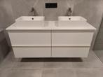 Wit badkamermeubel 140cm + 2x wastafels, Huis en Inrichting, Badkamer | Badkamermeubels, Ophalen, Gebruikt