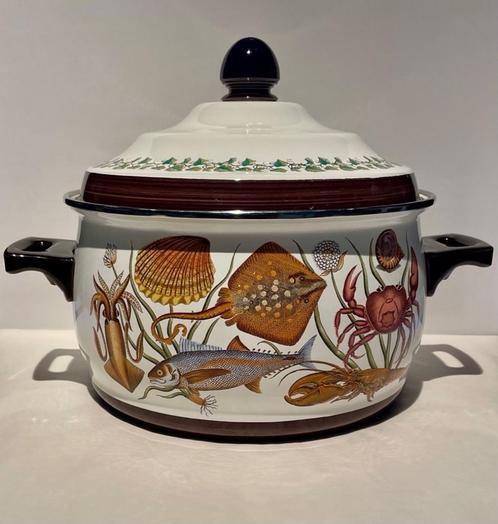 Prachtige geëmailleerde kookpot., Huis en Inrichting, Keuken | Potten en Pannen, Zo goed als nieuw, Kookpan of Snelkookpan, Overige materialen