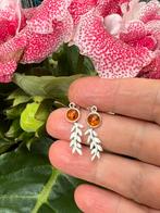 Boucles d’oreilles en argent avec ambre, Handtassen en Accessoires, Bedels, Ophalen of Verzenden, Zo goed als nieuw, Zilver