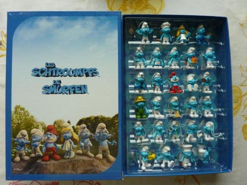 SMURFEN - VOLLEDIGE BOX MET 28 STUKS + 23 DUBBELS, Verzamelen, Poppetjes en Figuurtjes, Nieuw, Ophalen of Verzenden