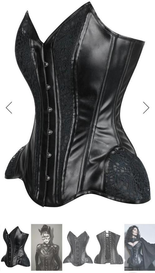 Story Overbust PVC korset met heuppanelen — 34", Kleding | Dames, Ondergoed en Lingerie, Body of Korset, Zwart, Ophalen of Verzenden