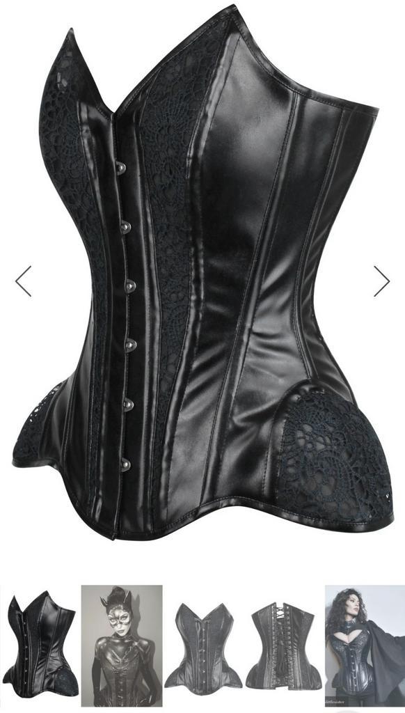 Story Overbust PVC korset met heuppanelen — 34", Kleding | Dames, Ondergoed en Lingerie, Body of Korset, Zwart, Ophalen of Verzenden
