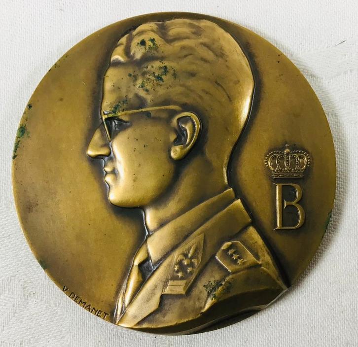 Bronzen Belgische Medaille Boudewijn 1960 V Demanet, Postzegels en Munten, Penningen en Medailles, Brons, Ophalen of Verzenden