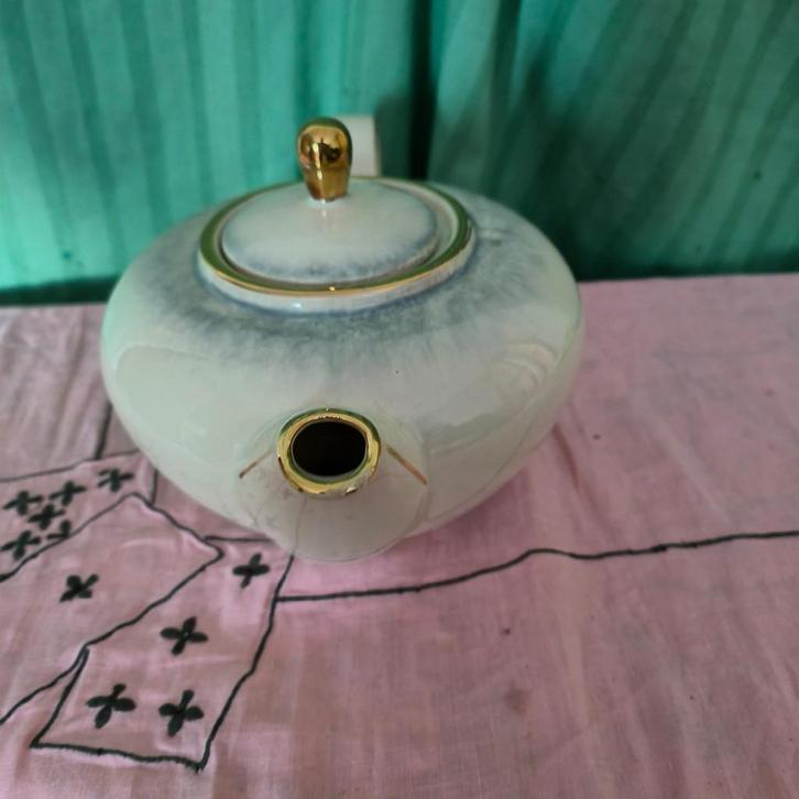 Vintage Beige/blauwe theepot (West-Germany), Antiek en Kunst, Antiek | Keramiek en Aardewerk, Ophalen