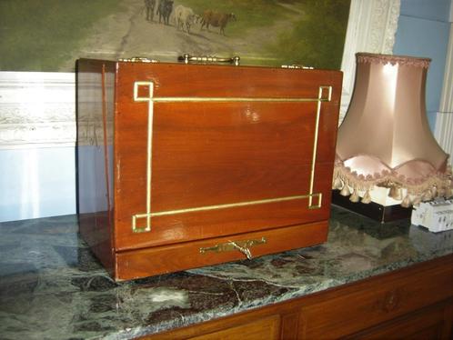 Rare grand coffret de voyage a bijoux Anglais en acajou d'ép, Antiek en Kunst, Antiek | Kantoor en Zakelijk, Ophalen of Verzenden
