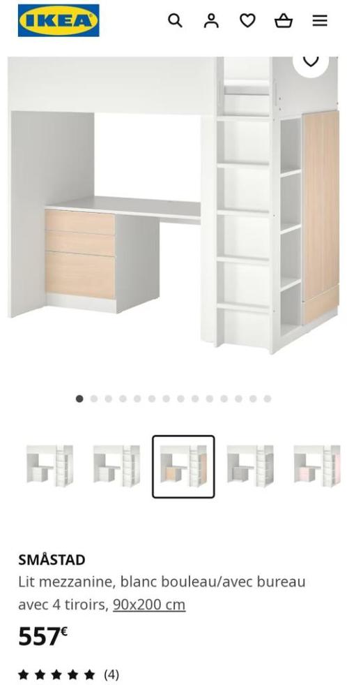 Lit mezzanine avec bureau, Maison & Meubles, Chambre à coucher | Lits superposés & Lits mezzanines, Utilisé, Lit mezzanine, 90 cm