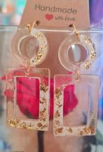 Boucles d’oreilles géométriques jaunes transparentes avec fe, Handtassen en Accessoires, Oorbellen, Ophalen of Verzenden, Geel