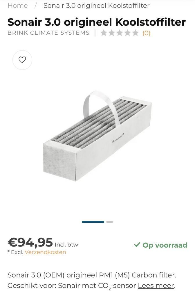 NIEUW Koolstoffilter voor Sonair 3.0 ventilatiesysteem, Doe-het-zelf en Bouw, Ventilatie en Afzuiging, Nieuw, Ophalen