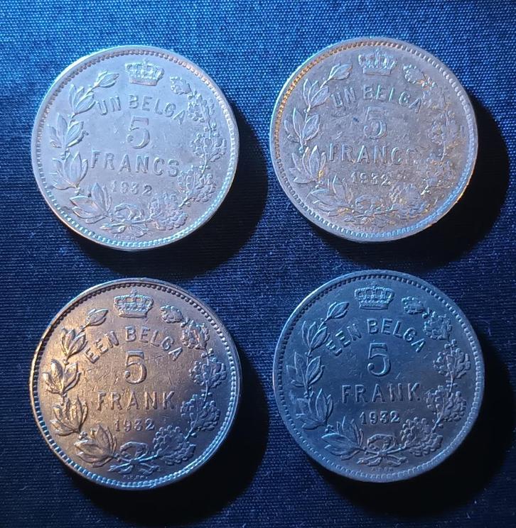 Lot: 1 belga, 5 frank 1932 FR & VL, pos A & B - Albert I, Postzegels en Munten, Munten | België, Setje, Verzenden