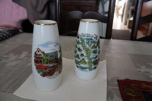 Twee siervaasjes van de Rijn van de Bavaria, Huis en Inrichting, Woonaccessoires | Vazen, Zo goed als nieuw, Wit, Minder dan 50 cm