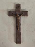 Jezus aan het kruis in hout & koper, Antiek en Kunst, Ophalen of Verzenden
