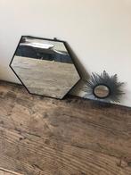 Set van 2 spiegeltjes met zwarte metalen rand, Huis en Inrichting, Woonaccessoires | Spiegels, Ophalen of Verzenden