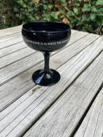 Champagneglas met opschrift om kaars in te gieten, Ophalen, Overige materialen, Gebruikt, Zwart