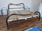 Dubbel bed met 2 nachttafels, Huis en Inrichting, Ophalen, Tweepersoons, Zwart
