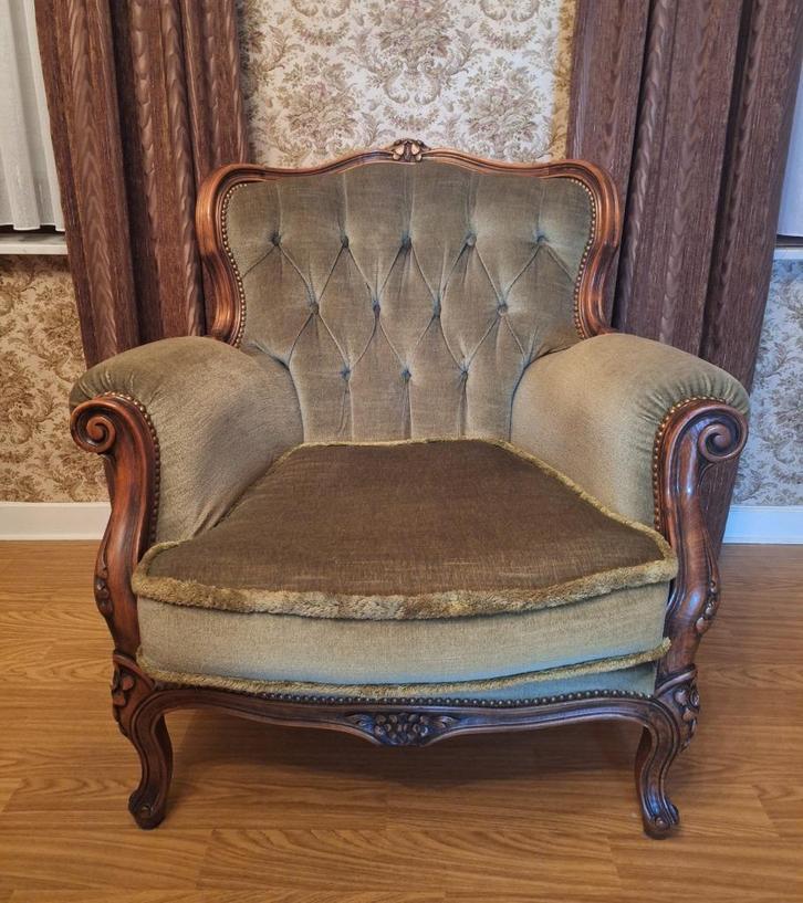 Vintage clubzetel groen, Antiek en Kunst, Antiek | Meubels | Stoelen en Sofa's, Ophalen