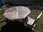 Tuintafel, Tuin en Terras, Tuintafels, Ophalen, Gebruikt, Rond, Teakhout