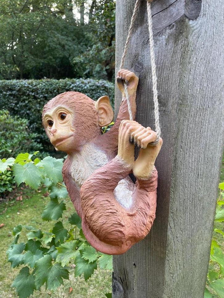 Aapje, tuin, babykamer, boom, dieren 35cm, Tuin en Terras, Tuinbeelden, Nieuw, Dierenbeeld, Kunststof, Ophalen of Verzenden
