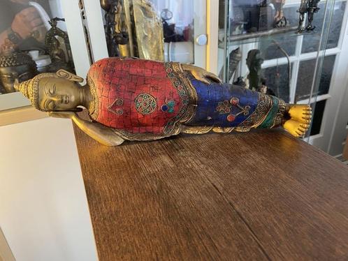 Tibetaanse Lord Buddha slapend "Bronze", Huis en Inrichting, Woonaccessoires | Boeddhabeelden, Gebruikt, Ophalen of Verzenden