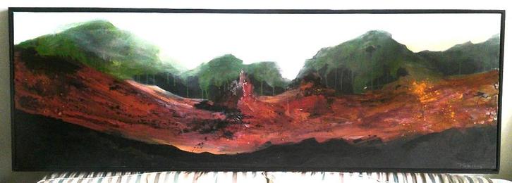 GROOT - Woeste grond - 55x170 - gesigneerd M x de Goeij, Antiek en Kunst, Kunst | Schilderijen | Klassiek, Ophalen