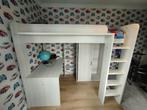 Hoogslaper met berging en bureau, Ophalen, 90 cm, Eenpersoons, Zo goed als nieuw