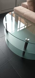 3delig glazen bijzettafel, Maison & Meubles, Tables | Tables d'appoint, 45 à 60 cm, Modern, Ovale, Utilisé