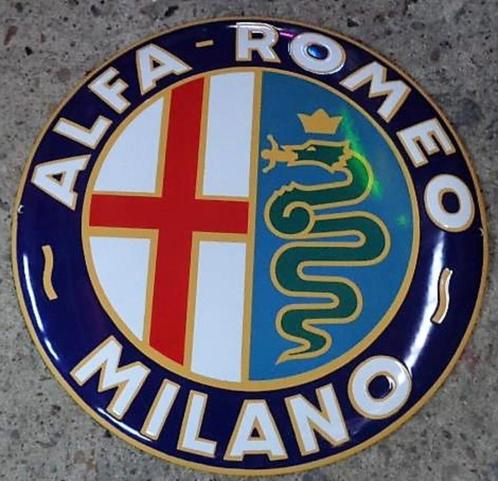 Alfa Romeo milano emaillen decoratie bord veel andere borden, Collections, Marques & Objets publicitaires, Comme neuf, Panneau publicitaire