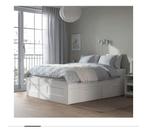 Lit brimnes Ikea 160x200 + sommier, Huis en Inrichting, Slaapkamer | Bedden, Ophalen of Verzenden, Zo goed als nieuw
