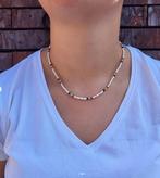 ketting met fijne gekleurde parels zilverkleurig!, Verzenden, Nieuw, Overige kleuren, Zilver