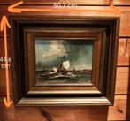 Oude schilderkunst — Zeilboot op zee — Met massief houten fr, Antiek en Kunst, Ophalen