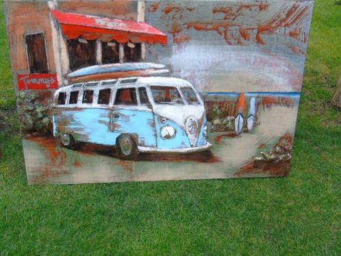 foto, metalen frame met reliëf, 1 VW beach combi., Tuin en Terras, Tuinwanddecoratie, Nieuw, Ophalen